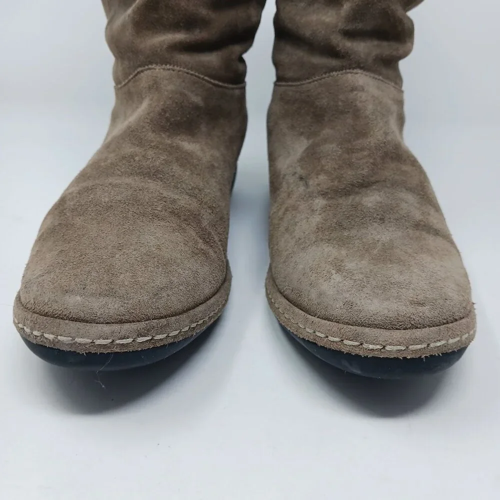 Stuart Weitzman Tan Suede Boots Faux Fur Lining Slouchy Size 8